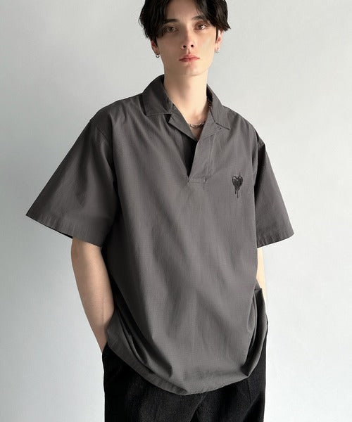 Cotton100%  Ripstop Open Collar Pullover Shirt／コットン100％リップストップ素材オープンカラープルオーバーシャツ co1150012