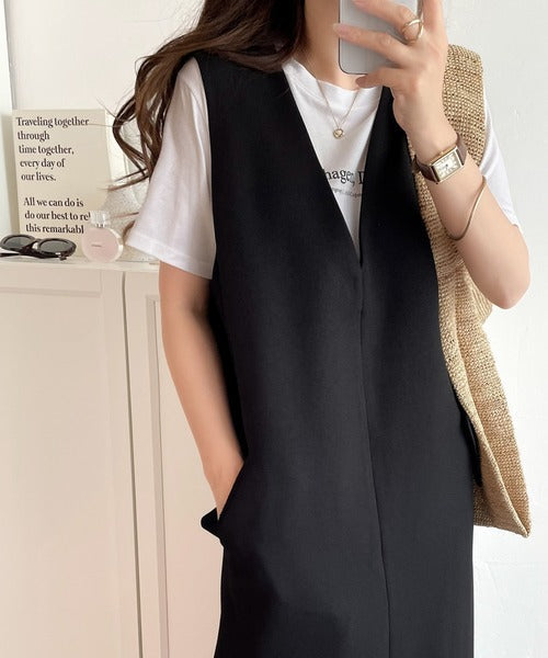 上品リラクシーstyle。ポケット付Vネックワンピース ce1260076