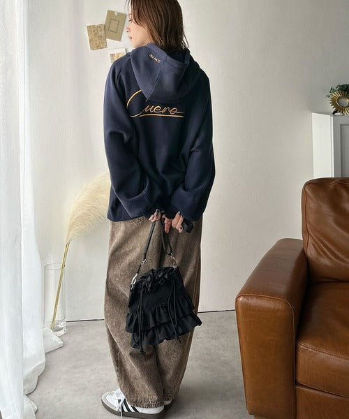 《JaVaジャバコラボ》デイリーもお出かけも、ゆるっと可愛く決まる♪バック刺繍裏起毛パーカー(長袖) jv1330044