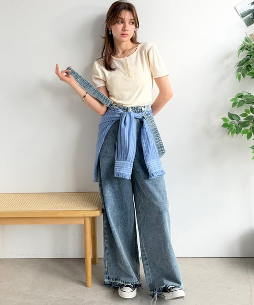 《AYA×クラシカルエルフコラボ》サスペンダーの着脱で印象ガラリ。2wayサスペンダー付きデニム（ワイド） ce1015106