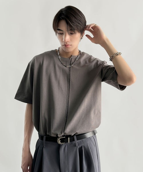 Asymmetric Stitch Design T-Shirt／アシンメトリーデザイン配色ステッチTシャツ co1150013
