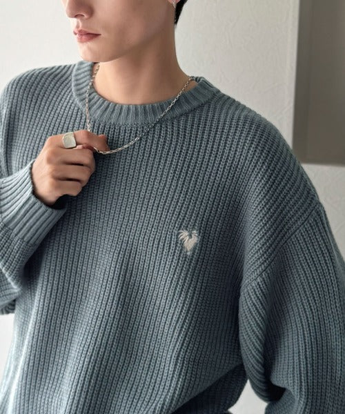 【Classical Origin】「究極スタンダード」畔編みオーバーサイズクルーネックセーター ／Oversized Ribbed Knit Crew Neck Sweater co0780012