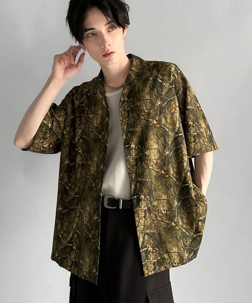 Oversized Drape Half Sleeve Shirt/総柄プリントオーバーサイズドレープ半袖シャツ co1150014