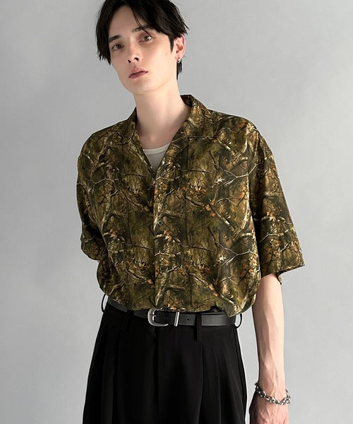 Oversized Drape Half Sleeve Shirt/総柄プリントオーバーサイズドレープ半袖シャツ co1150014