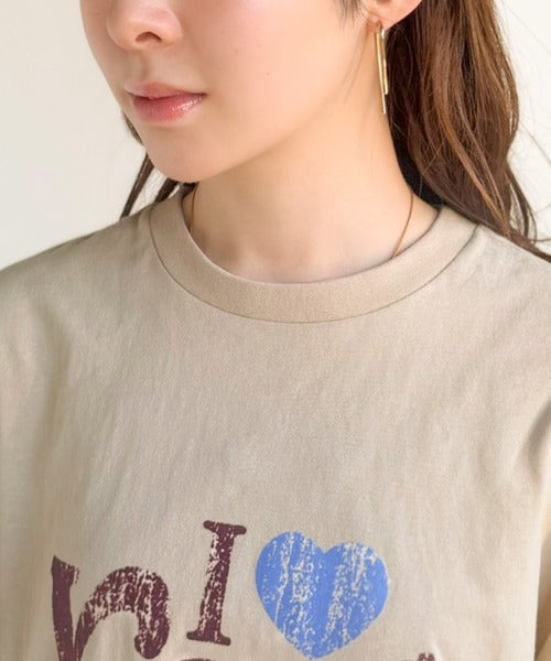 《JaVaジャバコラボ》大人カジュアルにちょうどいい。綿100％ ヴィンテージ風ハートTシャツ jv1050369