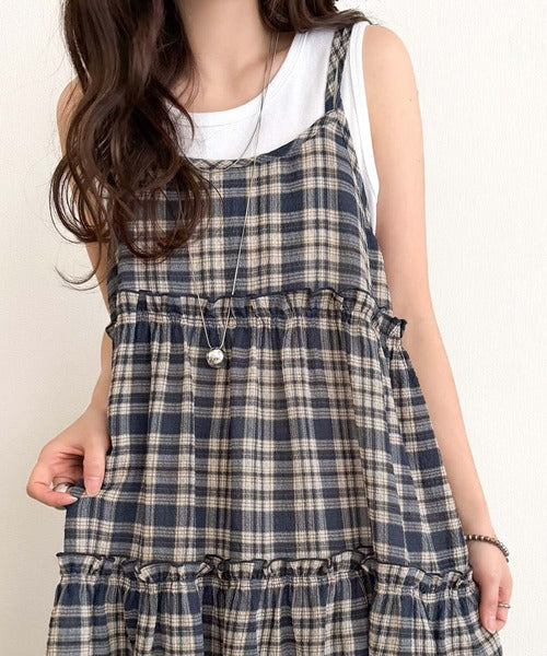 【mily bilet】360度どこから見ても大人可愛い!　切替シアーティアードキャミチュニック mi1019119