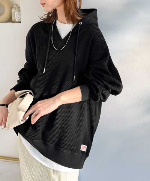 《JaVa ジャバコラボ》毎日着たい、今っぽゆるっとシルエット。綿100％オーバーサイズワッフルパーカー jv1260611