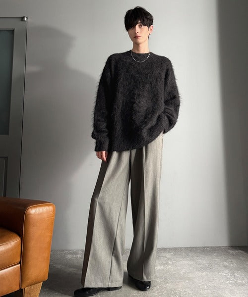 【Classical Origin】「深みのある1着。」ミックスシャギー素材クルーネックセーター／Mixed Shaggy Crew Neck Sweater co0780010