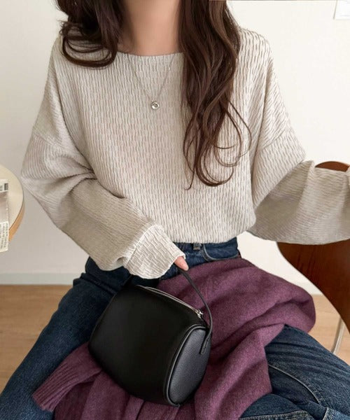 1枚でこなれた着こなしが叶う。フクレジャガードコクーンシルエットプルオーバー（長袖） ce0780087