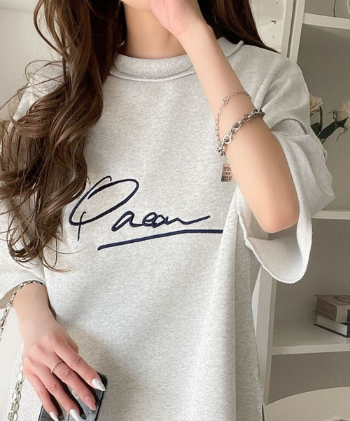 《JaVaジャバコラボ》大胆ロゴで魅せる。前後2way裏毛胸元PAEANロゴ半袖Tシャツ jv1260422