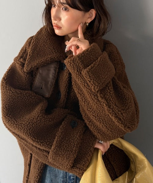 《JaVaジャバコラボ》纏う大人ボアが包み込む♪ボアショートブルゾン jv1265010