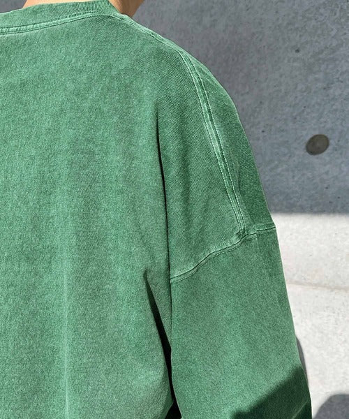 《JaVaジャバ コラボ》綿100％ピグメント加工ポケット付きロングTee jv1029002