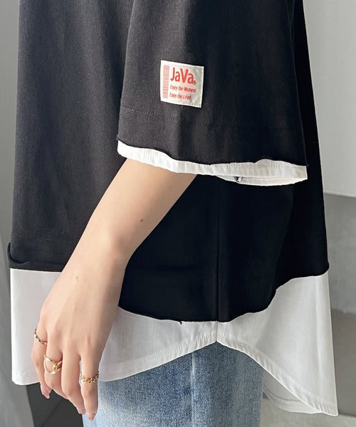 《JaVaジャバ コラボ》実は、フェイクなんです！フェイクレイヤードTee（半袖） elft002