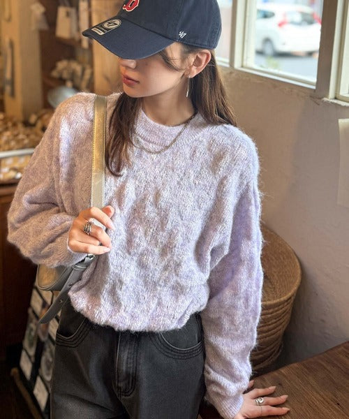 【mily bilet】ふんわり立体感で冬コーデを格上げ◎プレート使いポコポコミックスニットプルオーバー mi1259021