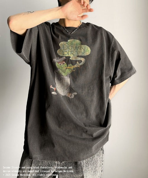 大人カジュアルにハマる。綿100％セサミキャラピグメント加工ビッグTシャツ cm1330004