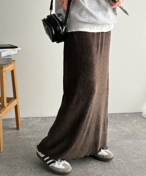 微光沢素材が叶える大人の余裕。ウエスト2wayふんわり楊柳プリーツスカート（ロング丈） ce1020289