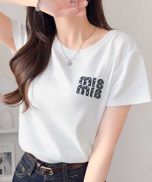 【mily bilet】スタイルよく、着心地いい。絶対使えるシンプルT♪ワッペンコンパクトTシャツ（半袖） mi1329084
