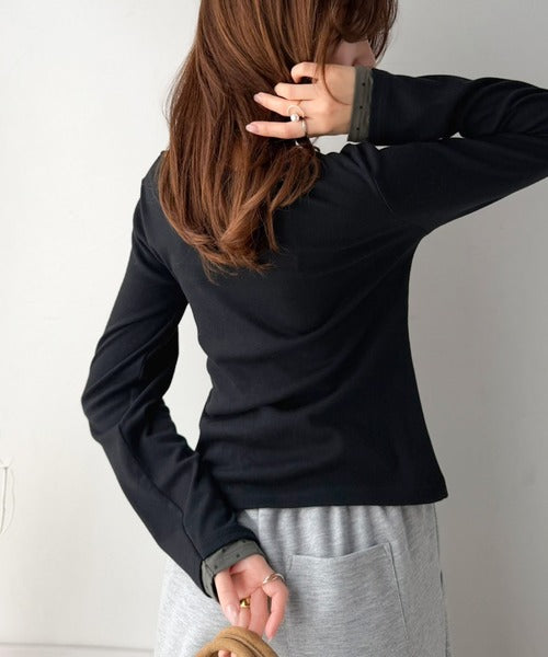 【mily bilet】視線を奪う、胸元のひとクセ。ドット×レースリボンデザイントップス mi1329124