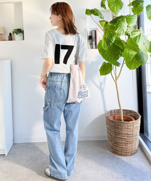 【前後2way】快適素材、立体刺繍がアクセントに♪綿100％デザインナンバリングサガラ刺繍T ce1350008