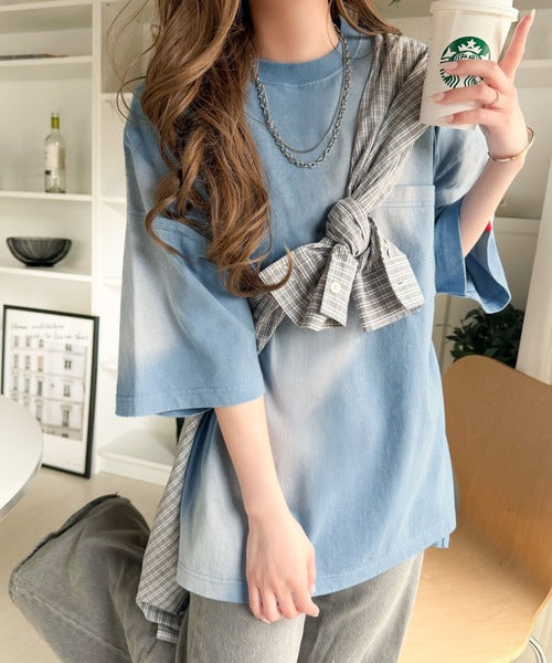 《JaVaジャバコラボ》唯一無二のヴィンテージ感。オーバーサイズシルエットのスプレーダイポケットTシャツ（半袖） jv1020359
