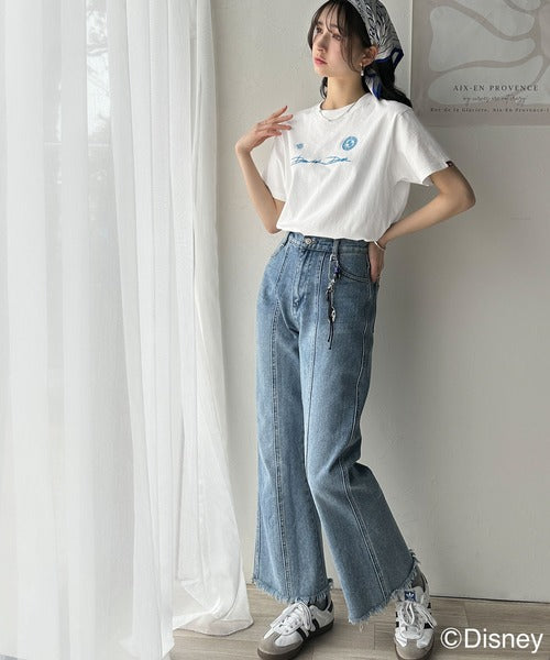 大人女子必見！　綿100％「ディズニー」サイン風刺繍Tシャツ（半袖） ce1330037