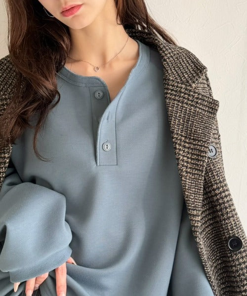 《JaVaコラボ》ラフに着るほど、サマになる。ダンボール素材ヘンリーネックTシャツ（長袖） jo1010077