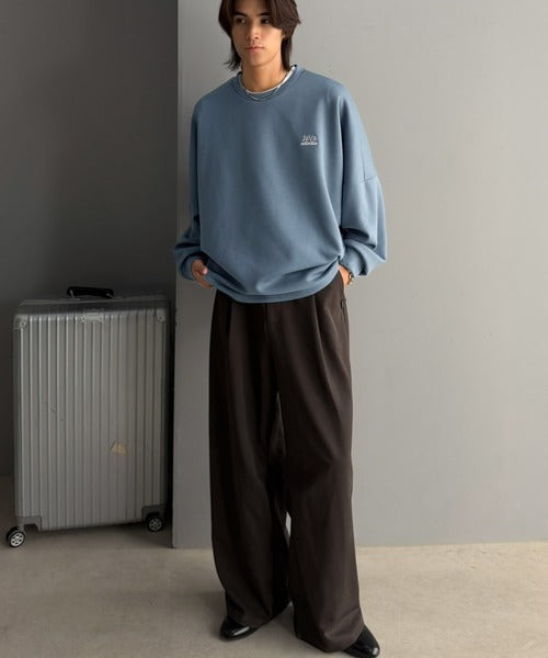 《JaVaジャバコラボ》大人の”質”にこだわった、カジュアルここにあり。胸刺繍ダンボール素材ドルマンスリーブクルーネックTシャツ（長袖） jo1010067
