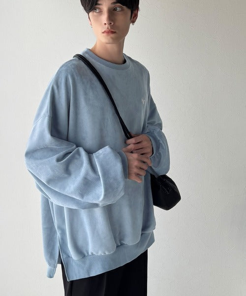 【Classical Origin】「やっぱりビッグシルエット！」スウェードポンチ素材ビックシルエットトレーナー（長袖）/Suede material big silhouette sweatshirt co1010030