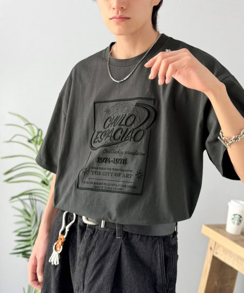 《JaVaジャバコラボ》シンプル派にも推したい！綿100％グラフィック刺繍Tシャツ（半袖） jv1050356
