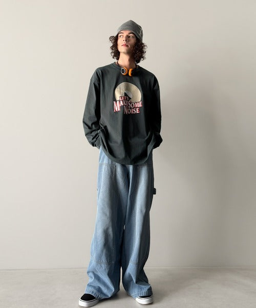 《JaVaジャバコラボ》「前後抜かりなし。」綿100%レコード盤レトロツアーロゴTシャツ（長袖） jo1150065
