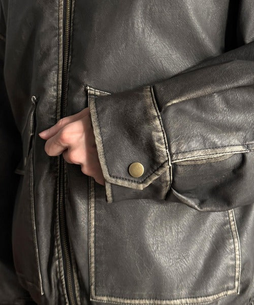 【Classical Origin】「Sランクアイテム。」ヴィンテージレザー中綿入りブルゾン／Vintage Leather Padded Blouson co1320001
