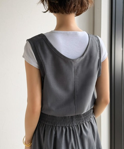 《JaVaジャバコラボ》前後で印象チェンジ♪前後2wayUネックツータックイージーサロペットパンツ jv0780086