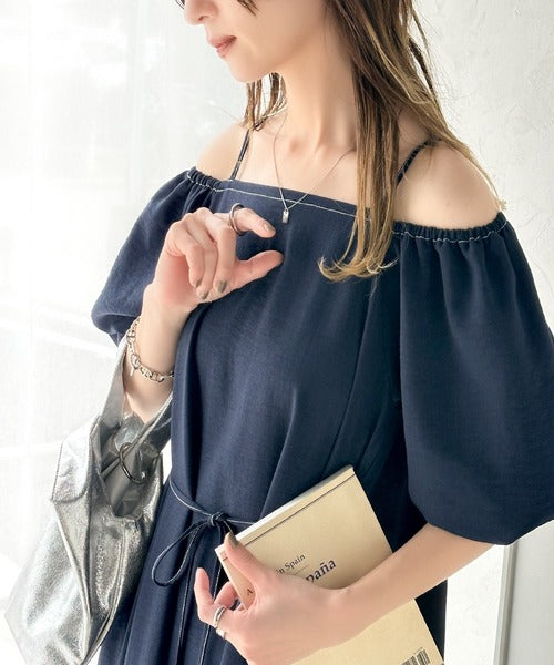 お洒落に差をつける、大人女子。2wayパフスリーブロング丈ワンピース ce1260375