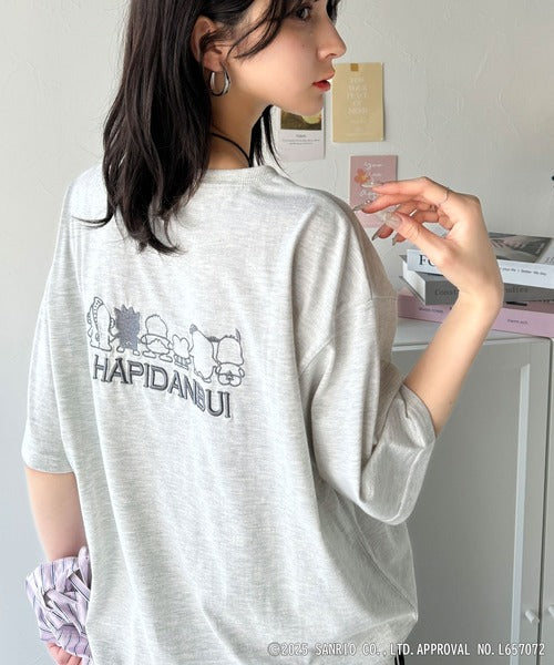 【Sanrio characters/サンリオキャラクターズ】人気キャラ大集合！はぴだんぶいバック刺繍ビッグTシャツ(半袖) ce1350004