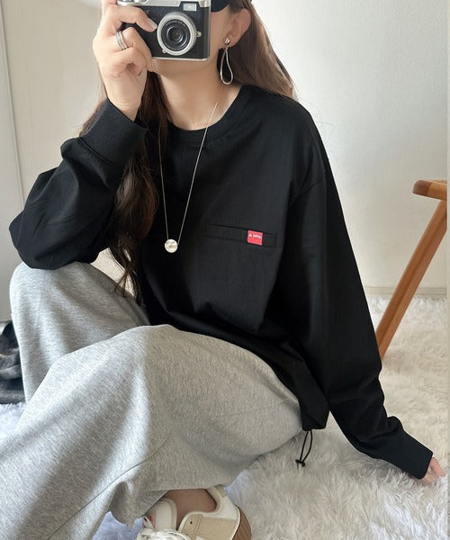 《JaVa ジャバコラボ》シンプルなのに格上げ。綿100％シルケット素材裾ドロストオーバーサイズTシャツ jv1050157
