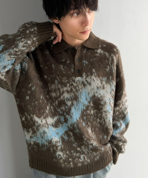 【Classical Origin】「まるで毛布。」モヘアライクシャギー素材ニットポロシャツ／Mohair-Like Shaggy Knit Polo Shirt co0780004