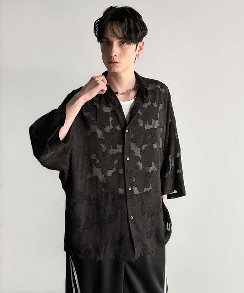 Sheer Jacquard Dolman Sleeve Shirt／フラワー柄シアージャカードドルマンシャツ co1150008