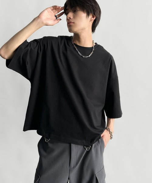 Belt Design Transformable Cropped T-Shirt／脱着式ベルトデザインショート丈Tシャツ co1150015