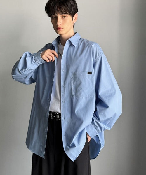 【Classical Origin】ゆとりを着る。ネーム付き胸ポケットビッグシャツ（長袖）/Brand name & chest pocket long sleeved big shirt ao1110147