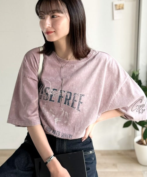 《JaVaジャバコラボ》キャッチーな個性派スタイル。綿100％前後2wayアシッドウォッシュビッグロックTシャツ(半袖） jv1260545