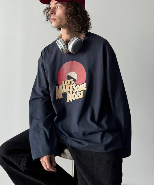 《JaVaジャバコラボ》「前後抜かりなし。」綿100%レコード盤レトロツアーロゴTシャツ（長袖） jo1150065