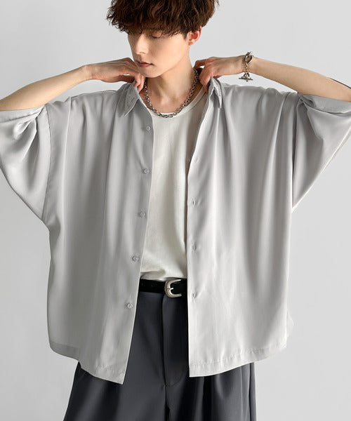「雰囲気アガる。」衿刺繍ドレープドルマンシャツ／Embroidered Collar Draped Dolman Shirt co1010004