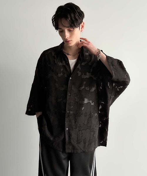 Sheer Jacquard Dolman Sleeve Shirt／フラワー柄シアージャカードドルマンシャツ co1150008