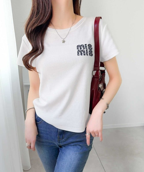 【mily bilet】スタイルよく、着心地いい。絶対使えるシンプルT♪ワッペンコンパクトTシャツ（半袖） mi1329084