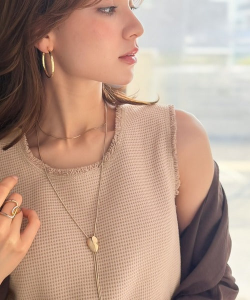 marina×クラシカルエルフコラボ》さりげなく華やぐ、いつもの一枚。フリンジデザインワッフルタンク ce1010617