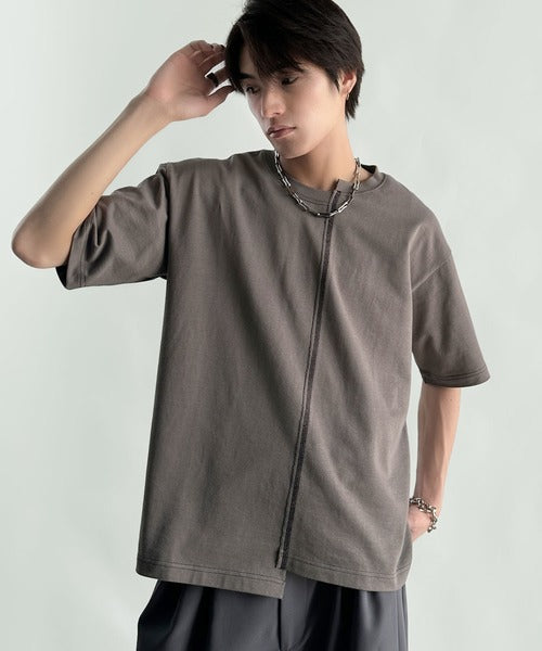 Asymmetric Stitch Design T-Shirt／アシンメトリーデザイン配色ステッチTシャツ co1150013