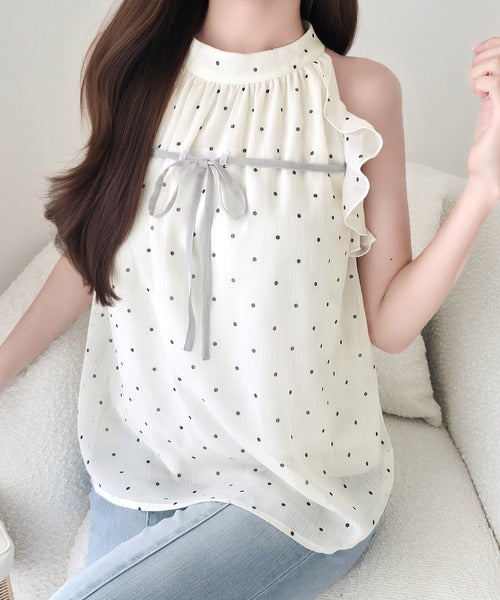 【mily bilet】洗練された大人フェミニン。アメスリ リボン付きフリルブラウス  チェック 花柄 ドット mi1019157