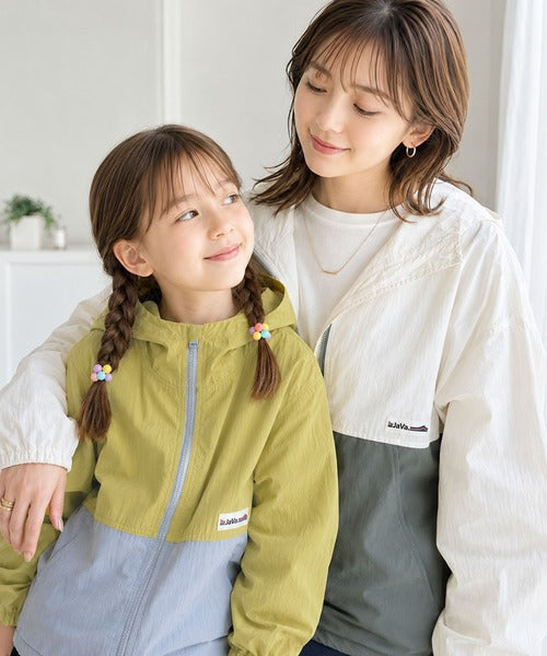 【キッズ】《JaVaジャバコラボ》親子お揃いできちゃう！季節の変わり目に嬉しい バイカラーナイロンジャケット jk1260081