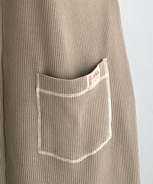 《JaVaジャバコラボ》後姿が可愛い◎配色ステッチワッフルロングワンピース（長袖） jv1260504