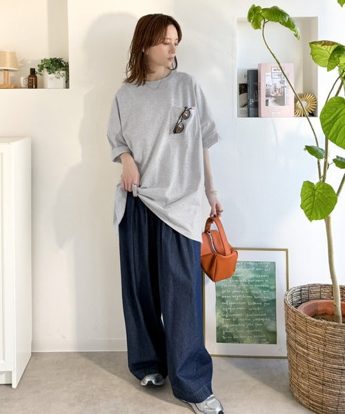 《JaVaジャバコラボ》大人のこなれ感漂う。 綿100％ビッグポケットオーバーサイズTシャツ（半袖） jv1260540